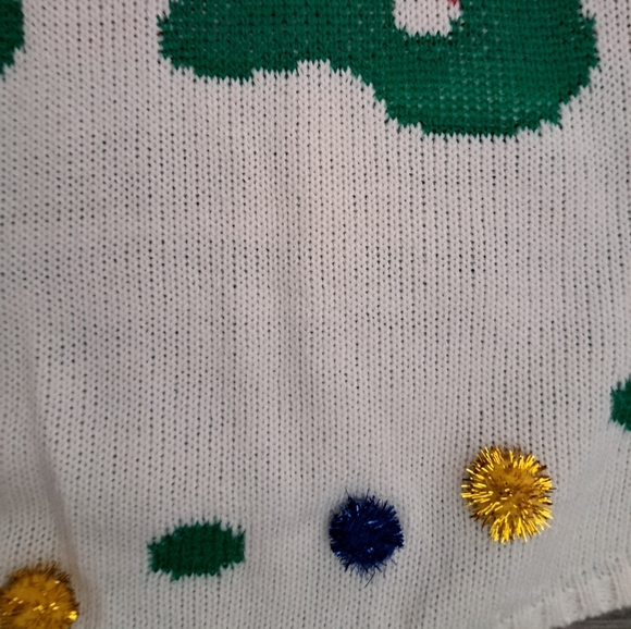 BORN FAMOUS Christmas Holiday fun long sleeve dress pom poms candy canes JNR LG - Picture 6 of 8